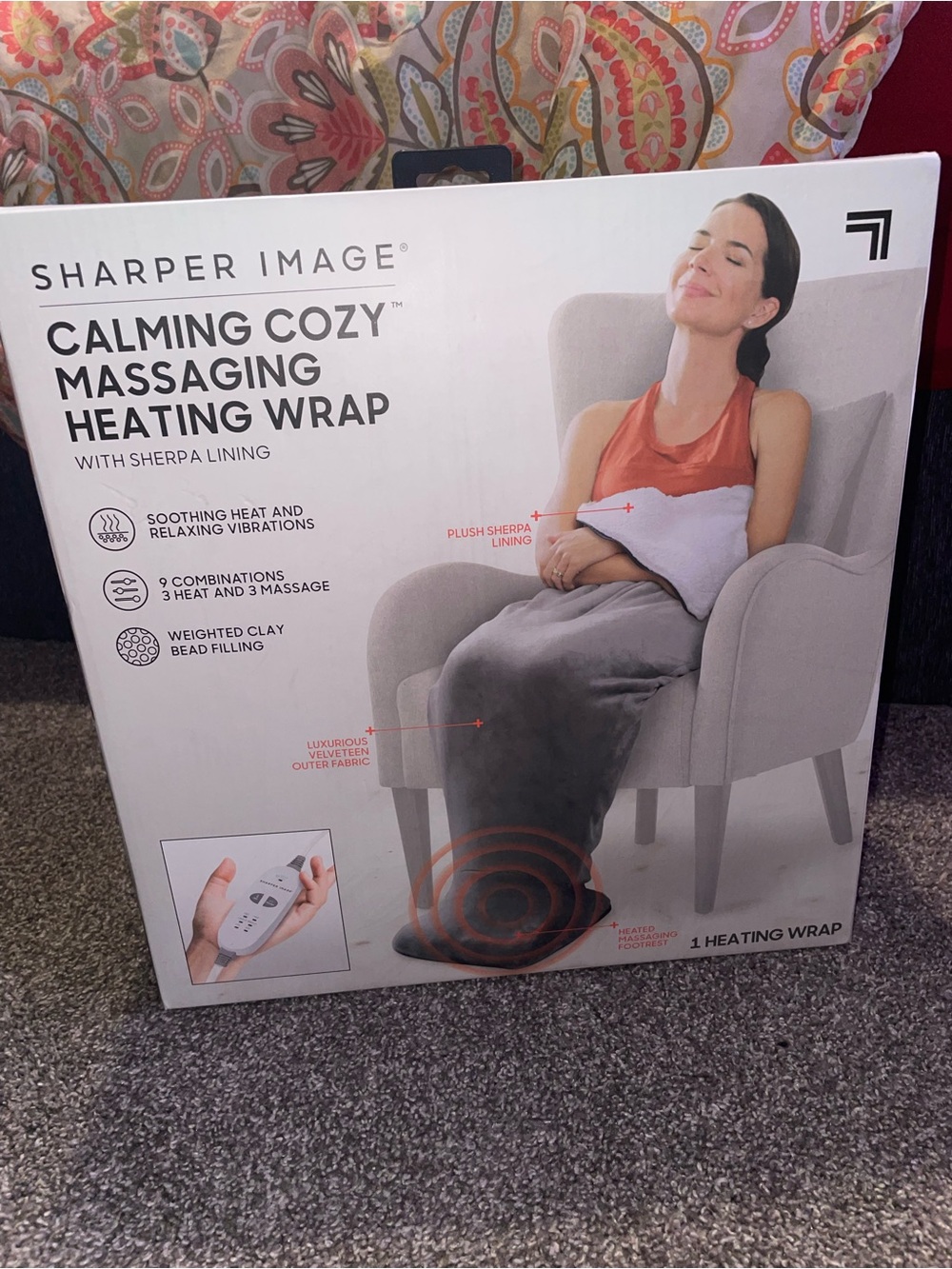 Sharper Image Calming Cozy Massaging Heating Wrap - White